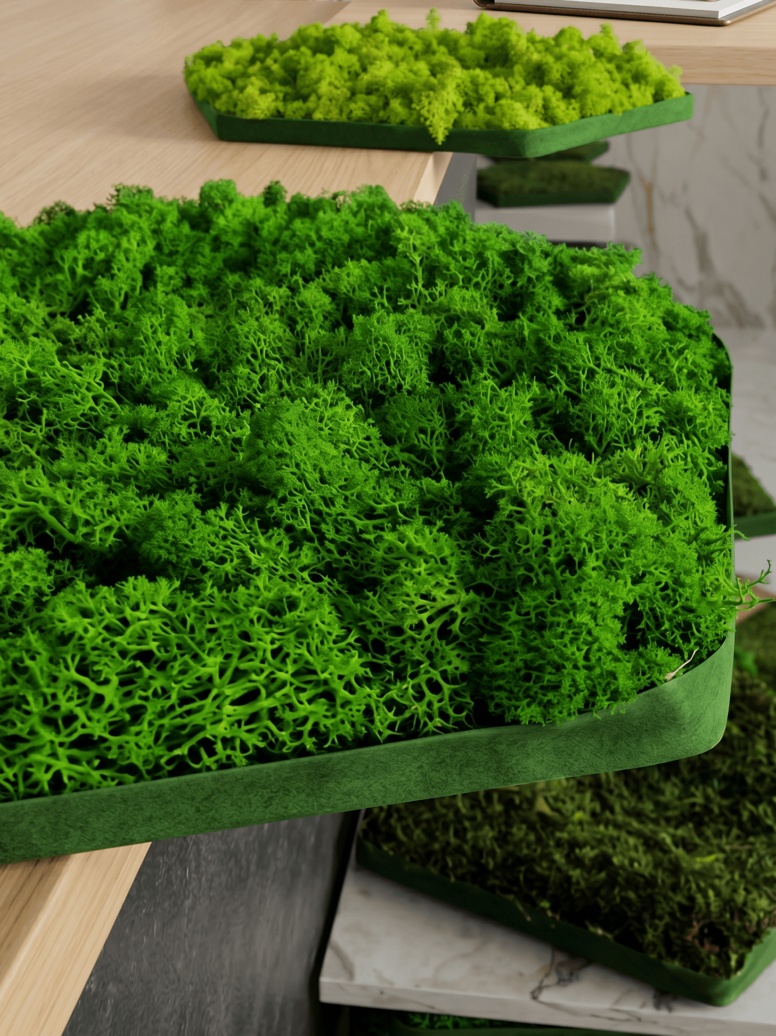 Mapamundi de jardín vertical preservado en el showroom de Toberal